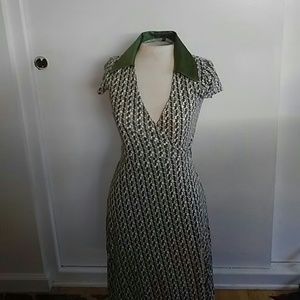 Fitted Green/Tan Dress.